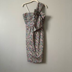 J.Crew X Liberty of London One Shoulder Bow Dress